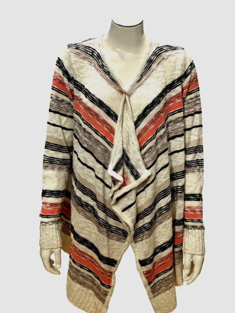 Multicolor XL Striped Knit Cardigan Long Sleeve Open Front Lightweight Sweater